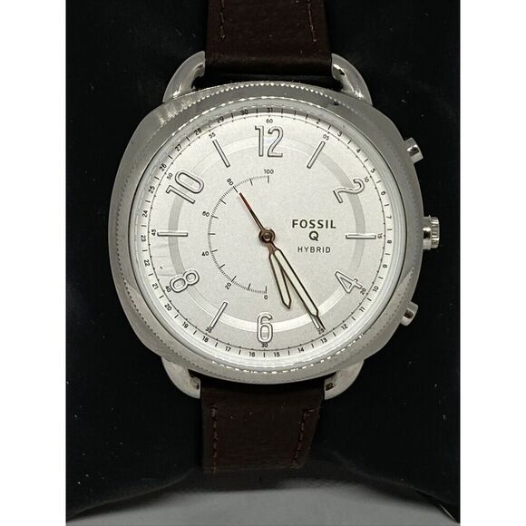 Fossil FTW1202 Women's Brown Leather Silver Analog Dial Hybrid Smartwatch CM536 - Picture 2 of 12
